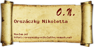 Orszáczky Nikoletta névjegykártya