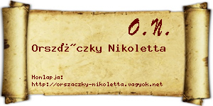 Orszáczky Nikoletta névjegykártya
